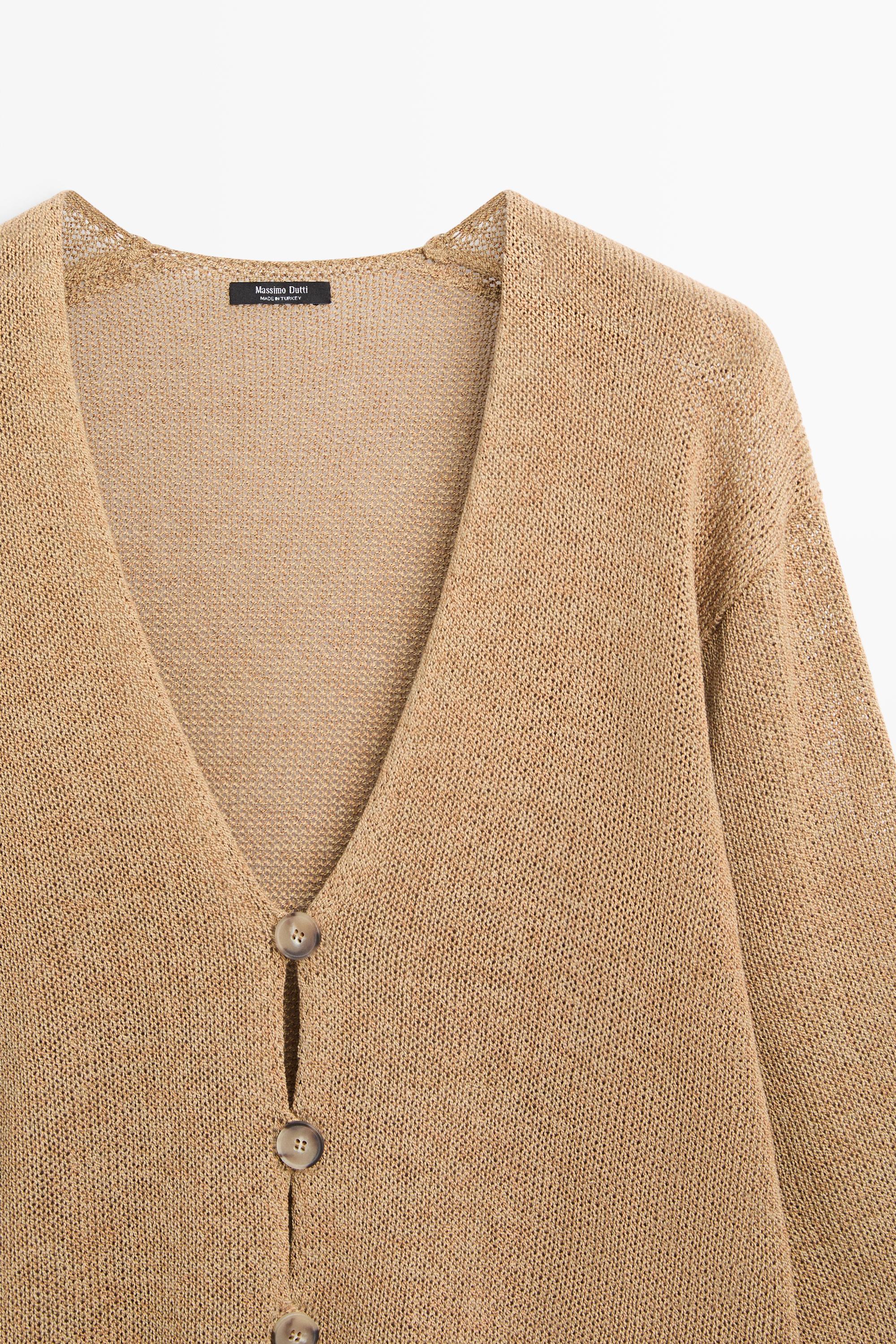 Long knit V-neck cardigan